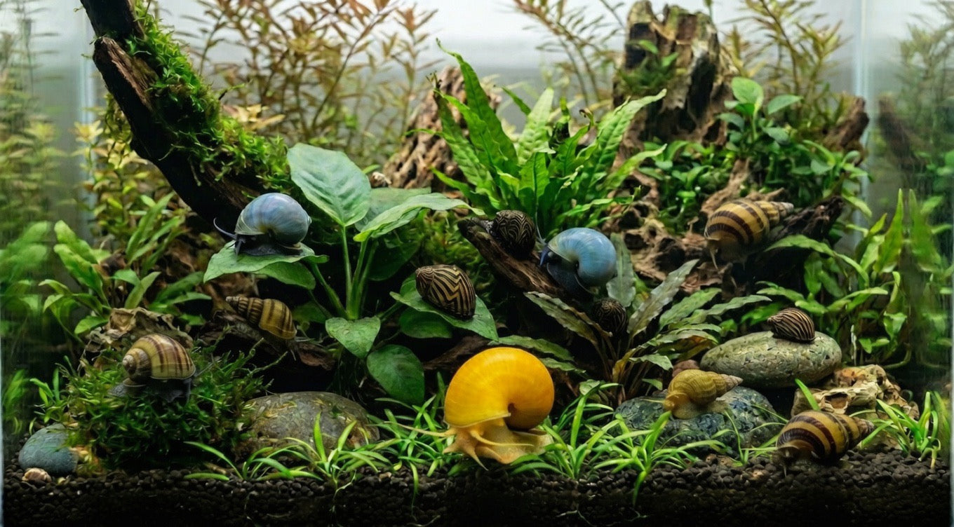 Freshwater snails in a planted aquarium
