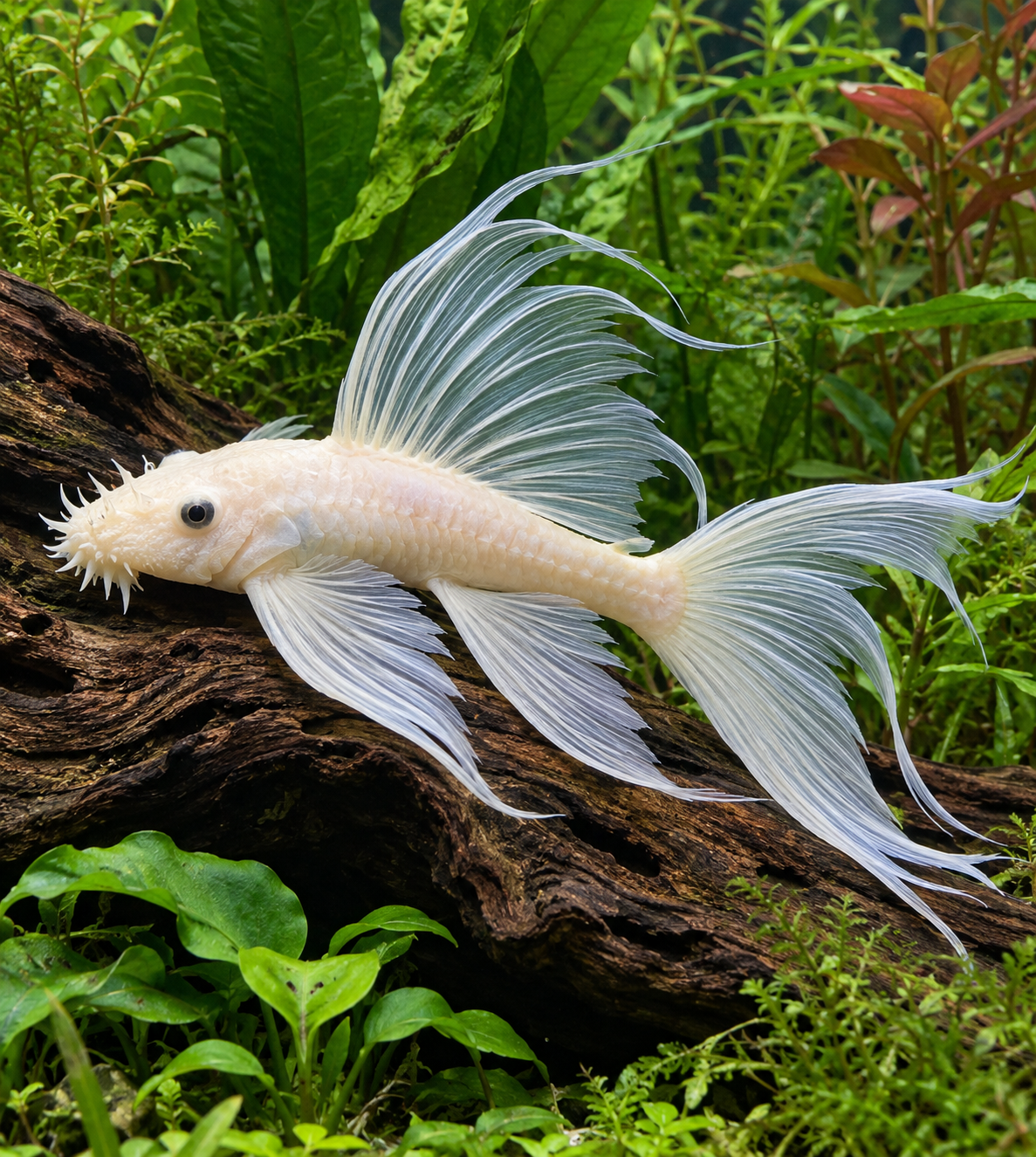 Representative Longfin Snow White Bristlenose Pleco